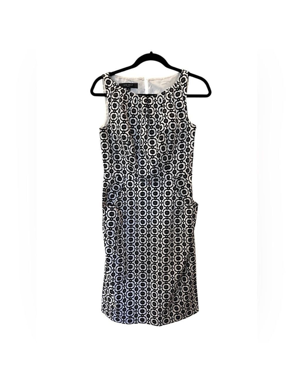 Nine West Women’s Sleeveless Black and White Pattern Dress Size: 4